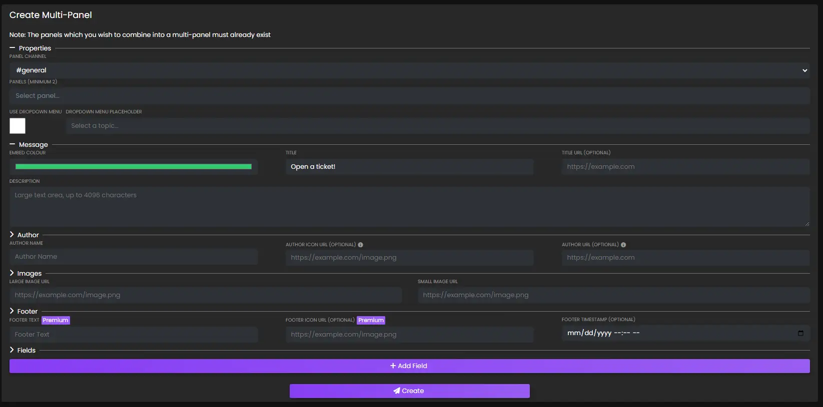Multipanel edit modal